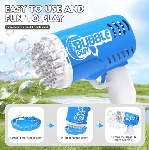 35 Hole Childrens Bubble Gun Battery Free High Output Party Bubble Blaster
