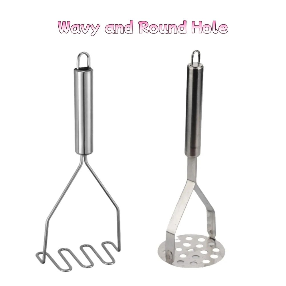 Stainless Steel Potato Masher & Baby Food Press – Heavy-Duty Manual Vegetable Masher