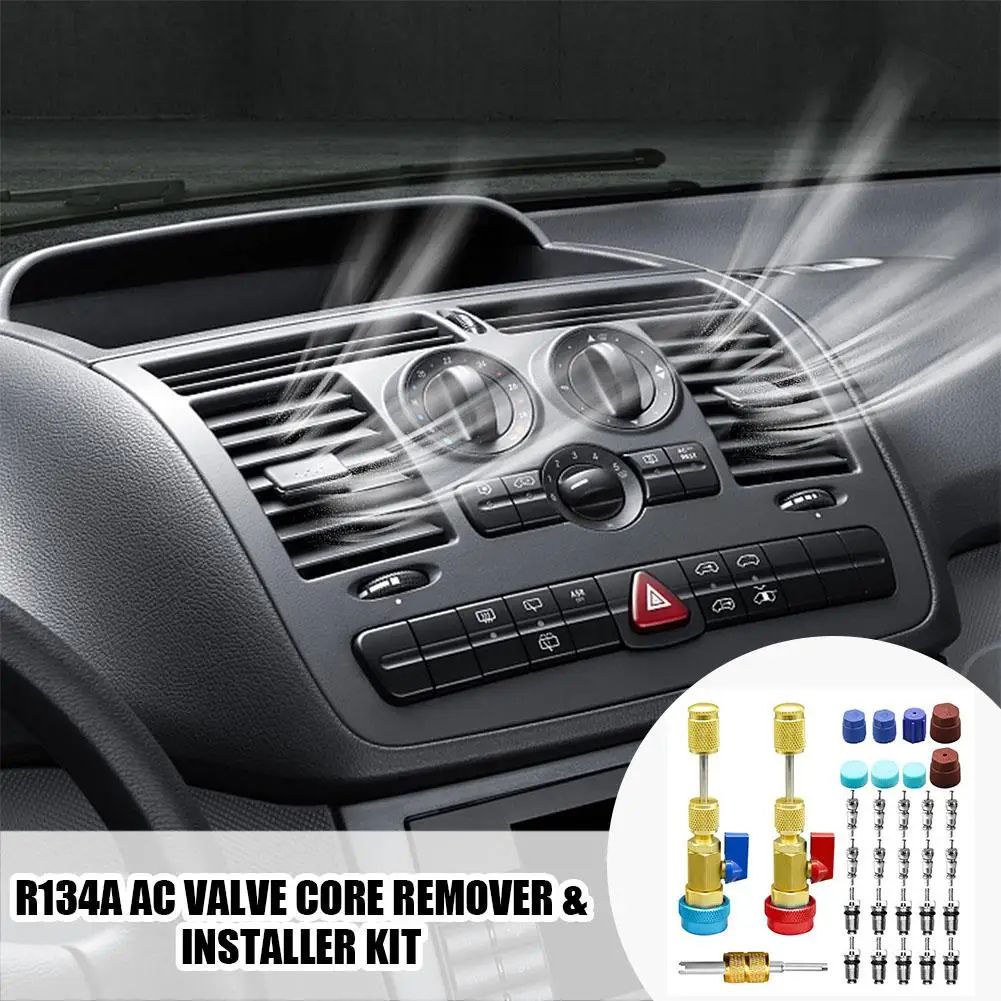 31 Pcs R134A Valve Core Remover & Installer Kit – High/Low Pressure HVAC Air Conditioner Service Tool Set