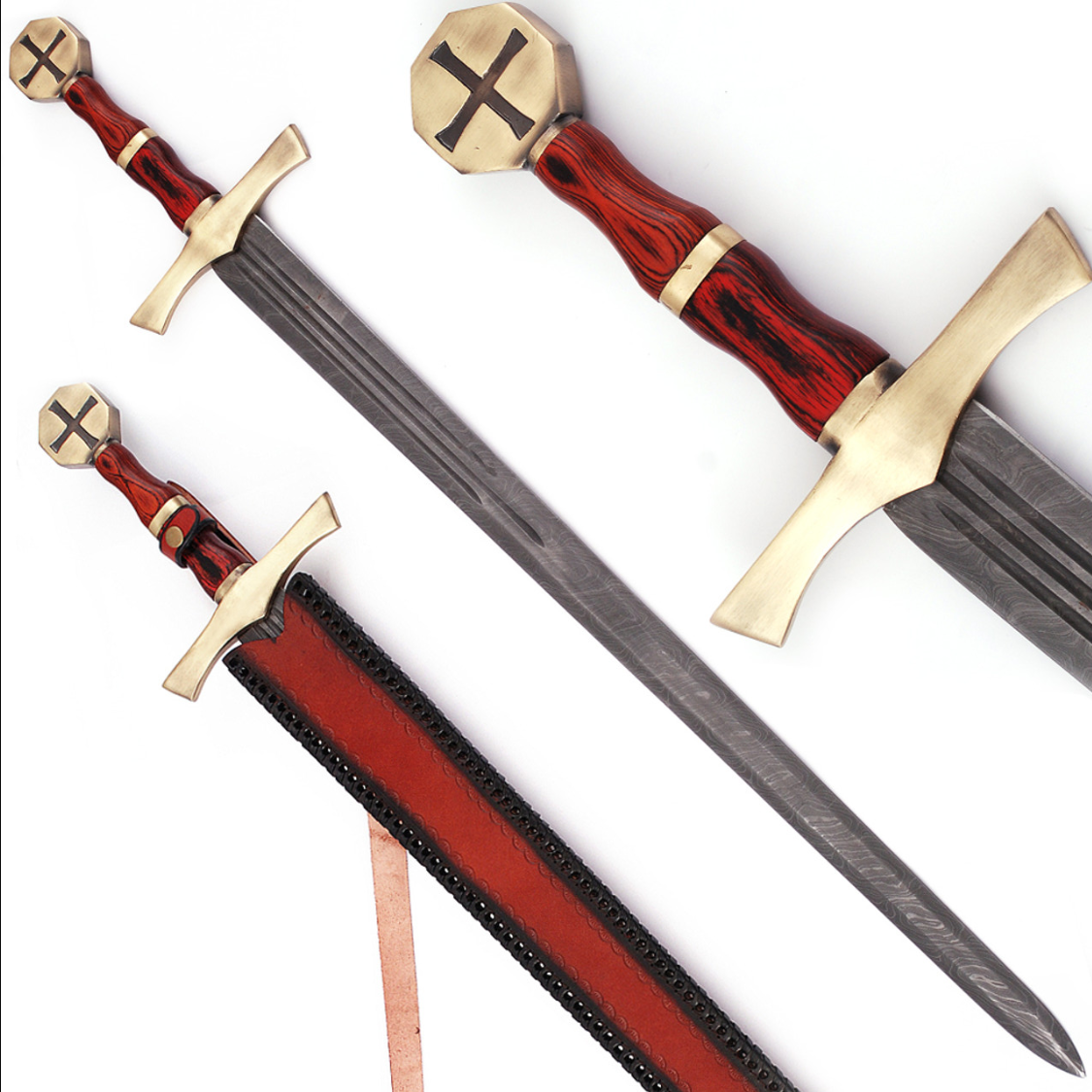 Descendant of the Holy Knights | Handmade Damascus Steel Templar Sword | 40