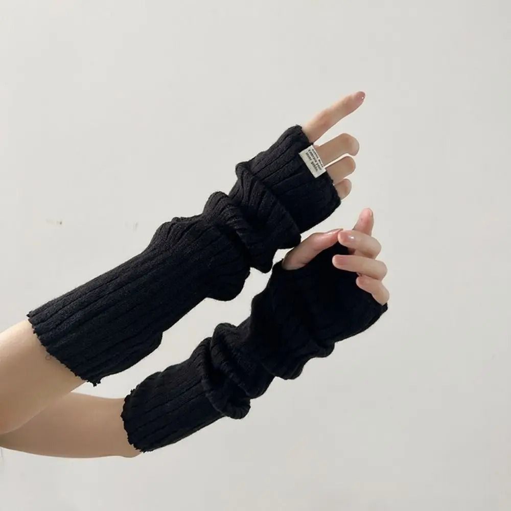 Elegant Lace-Trimmed Knitted Arm Warmers - Lolita & Harajuku Style