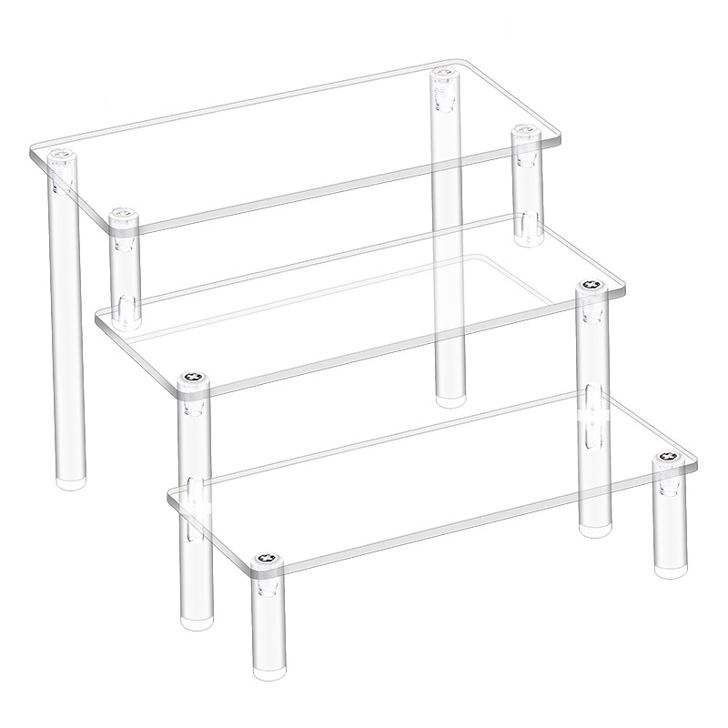 Acrylic Display Rack for Cupcakes, Perfume, Dolls & More – Transparent Trapezoidal Storage Shelf