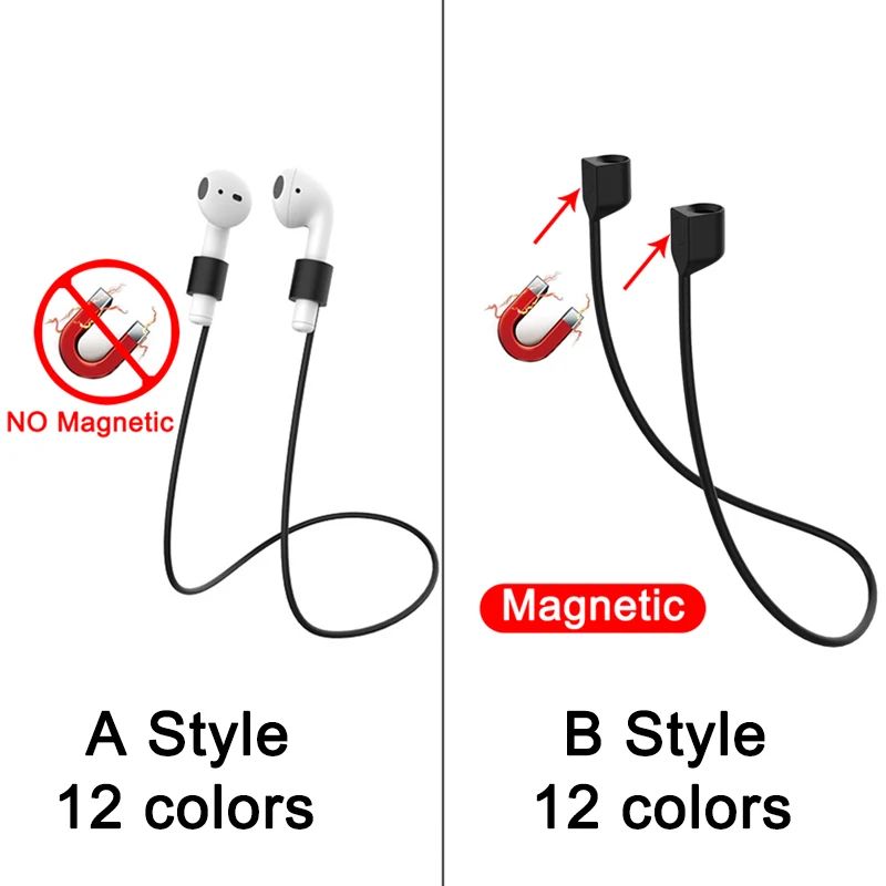 Magnetic Silicone Wireless Earbuds Neck Strap for AirPods & Bluetooth Earbuds - Anti-Lost Lanyard