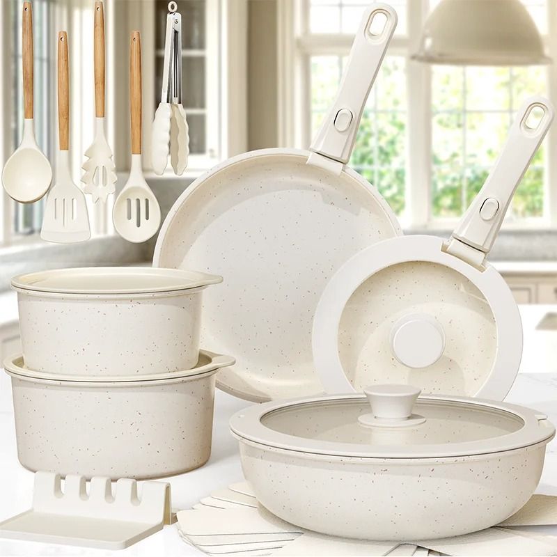 21 Piece Ceramic Non Stick Cookware Set with Sensor Handles
