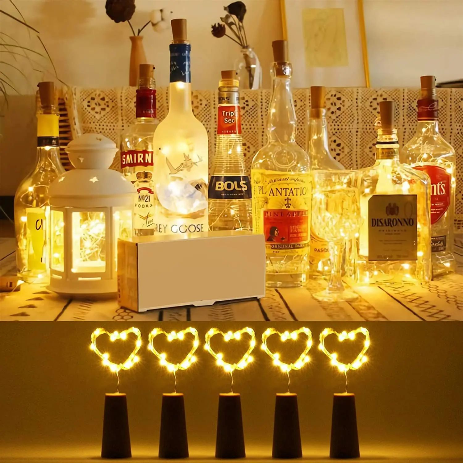 LED Bottle Cork String Lights 6.56ft Wine Bottle Fairy Lights Holiday Decor