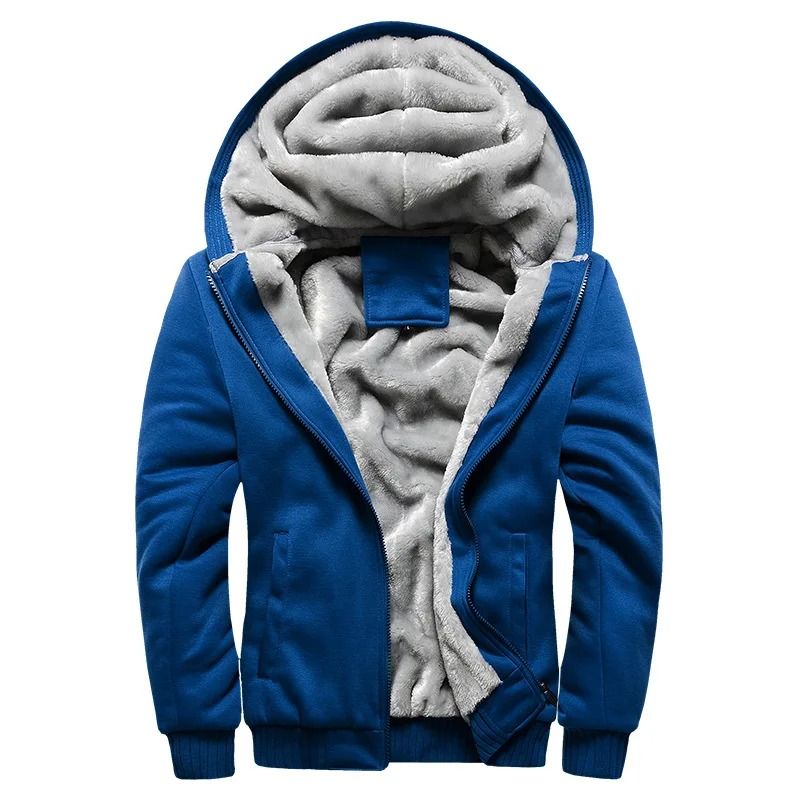 Mens Thick Warm Fleece Zipper Hoodie Jacket Plus Size Sportwear Coat