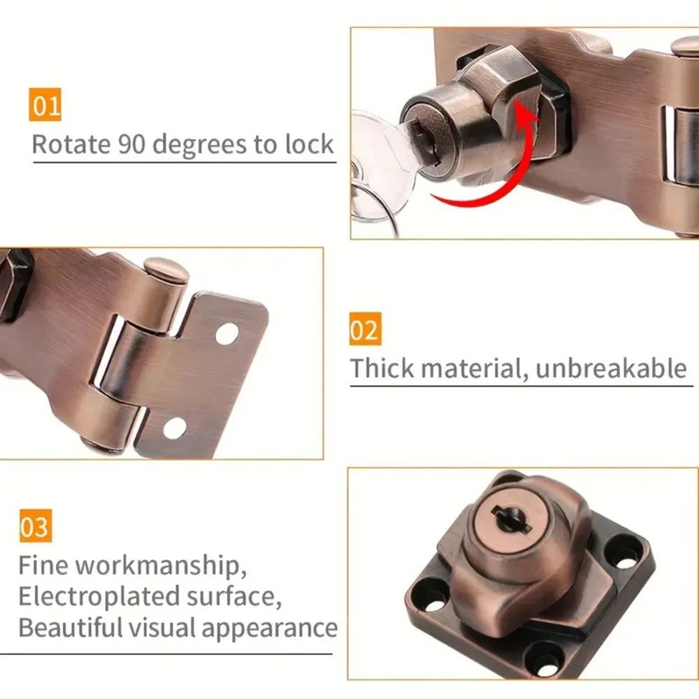 SecureGuard Heavy-Duty Locking Hasp With Keyed Padlock – Cabinet, Shed & Garage Security System