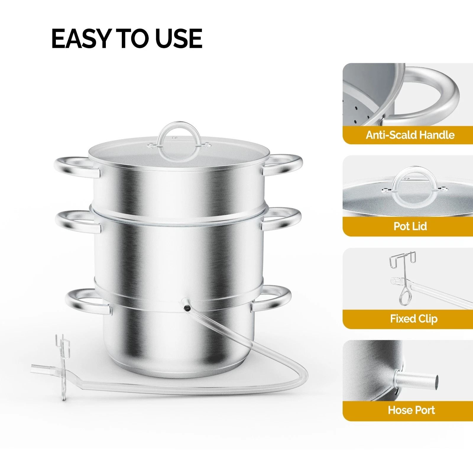 Stainless Steel Steam Juicer with Hose