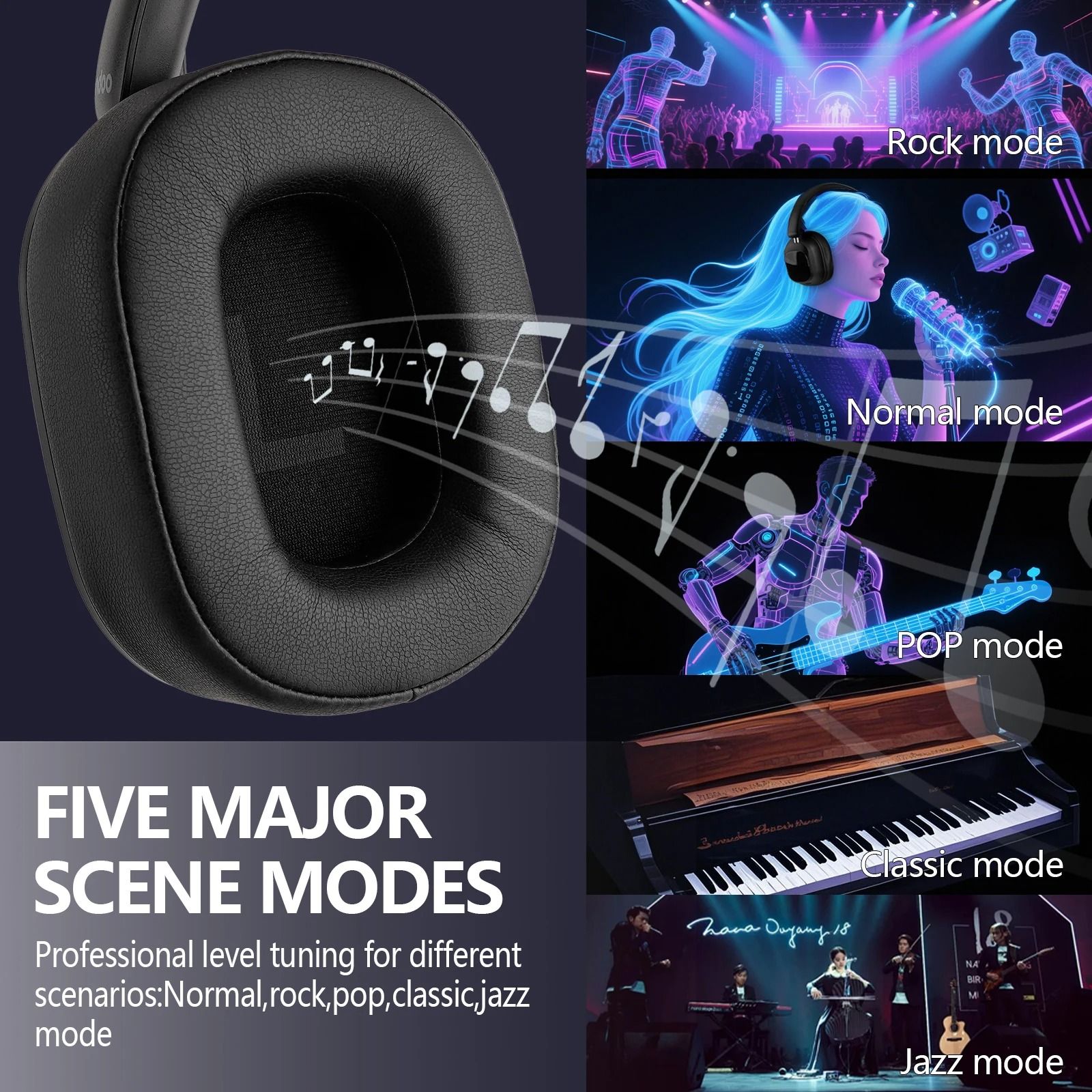Hybrid Active Noise Cancelling Wireless Headphones – Touch Control with Integrated LED Screen