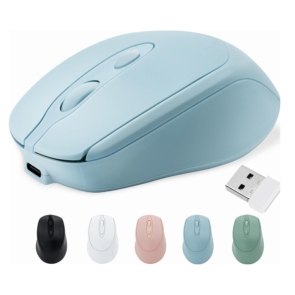 2.4G Bluetooth Compatible Wireless Mouse, Rechargeable Wireless Computer Mouse, USB Silent Gamer Mice for Laptop Macbook
