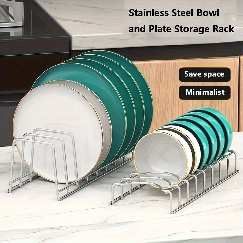 Compact Metal Plate Holder | Executive 8-Slot Dish Drying Rack | Minimalist Cabinet & Countertop Organizer