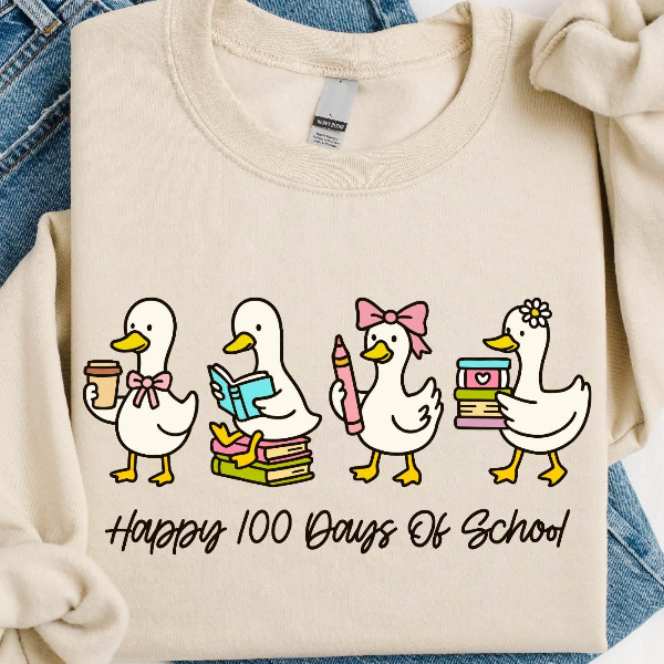 Happy 100 Days of School Sweatshirt, Silly Goose Shirt, Back to School Sweater, Funny Goose T-Shirt, School Sweatshirt,