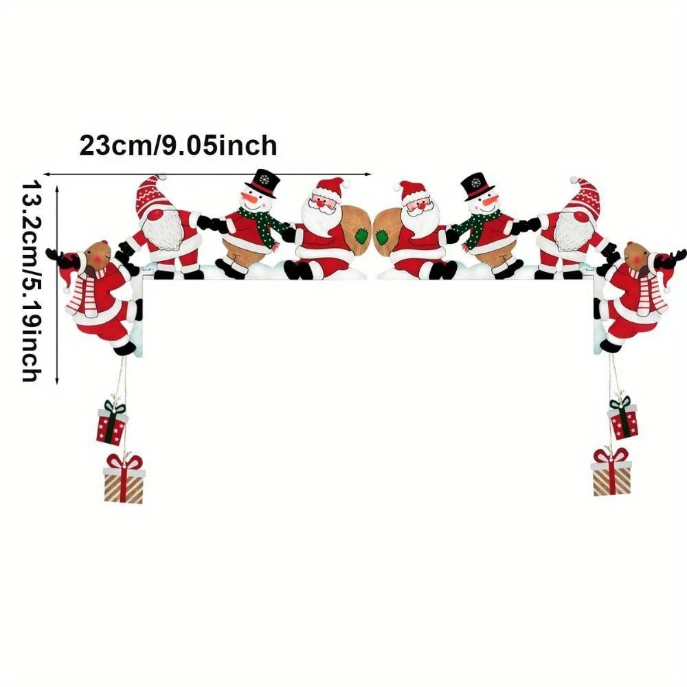 2D Wooden Christmas Door Frame Decorations – Santa, Snowman & Reindeer Hanging Holiday Ornaments
