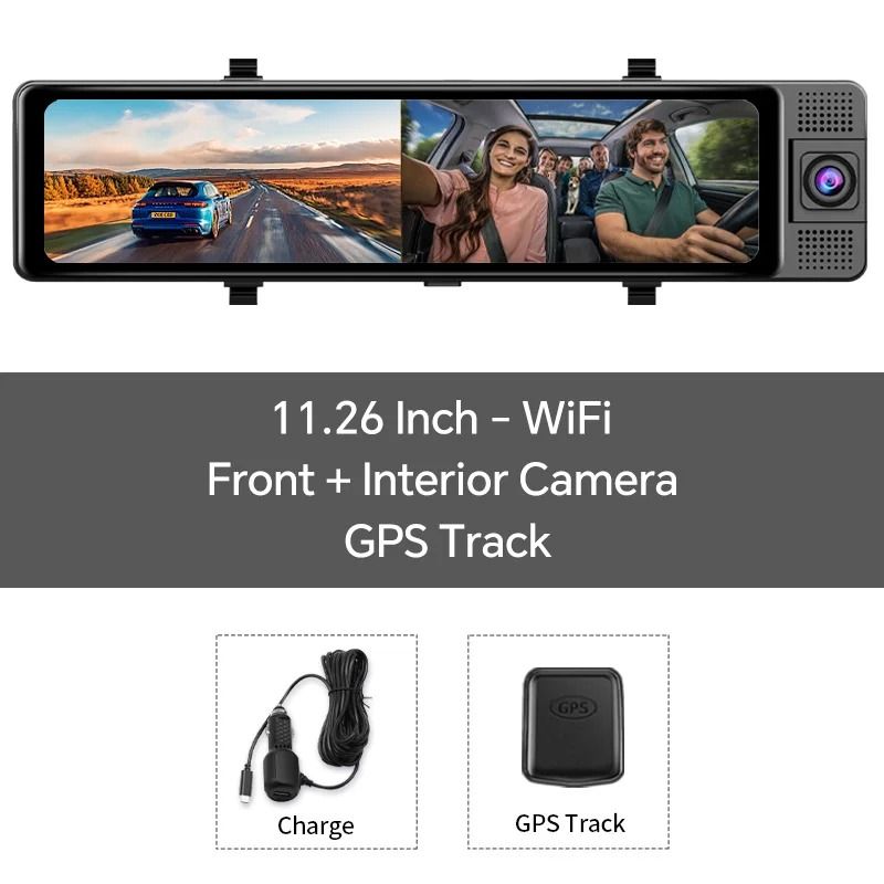 Triple Camera 4K Dash Cam with GPS and Night Vision