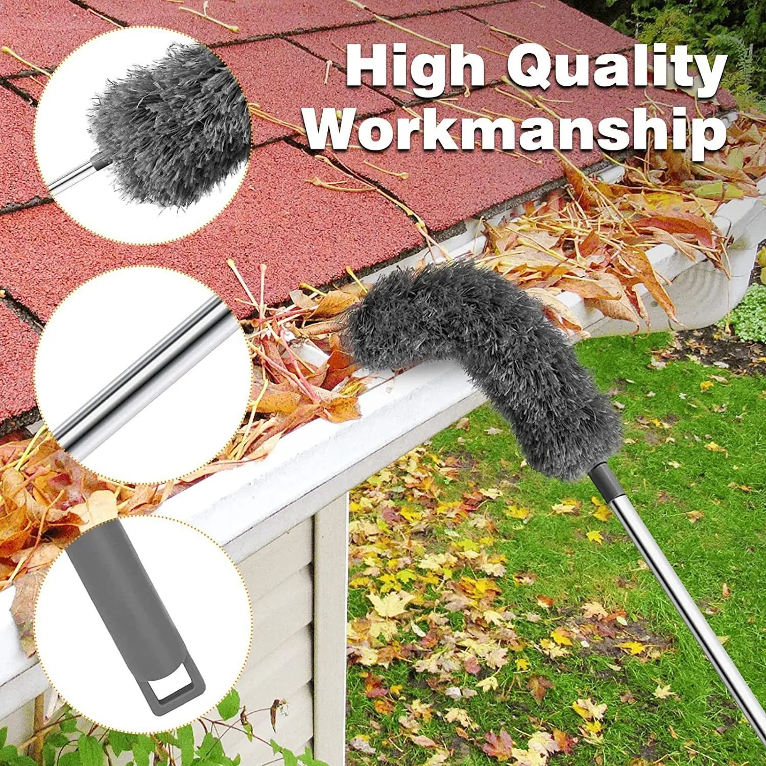 Gutter & Roof Cleaning Brush with Telescopic Rod