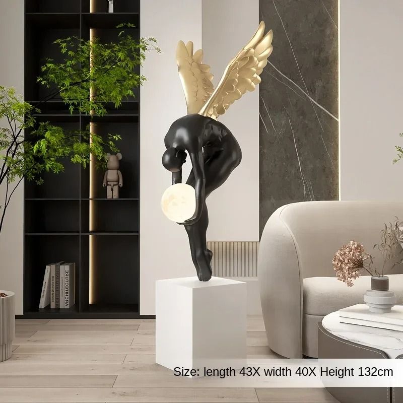 Modern Wing Sculpture Decor Nordic Resin Living Room Statue with Luminous Effect