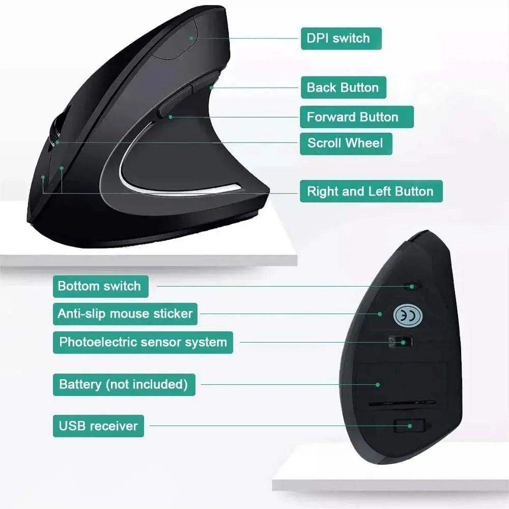 Vertical Ergonomic Silent Wireless Mouse