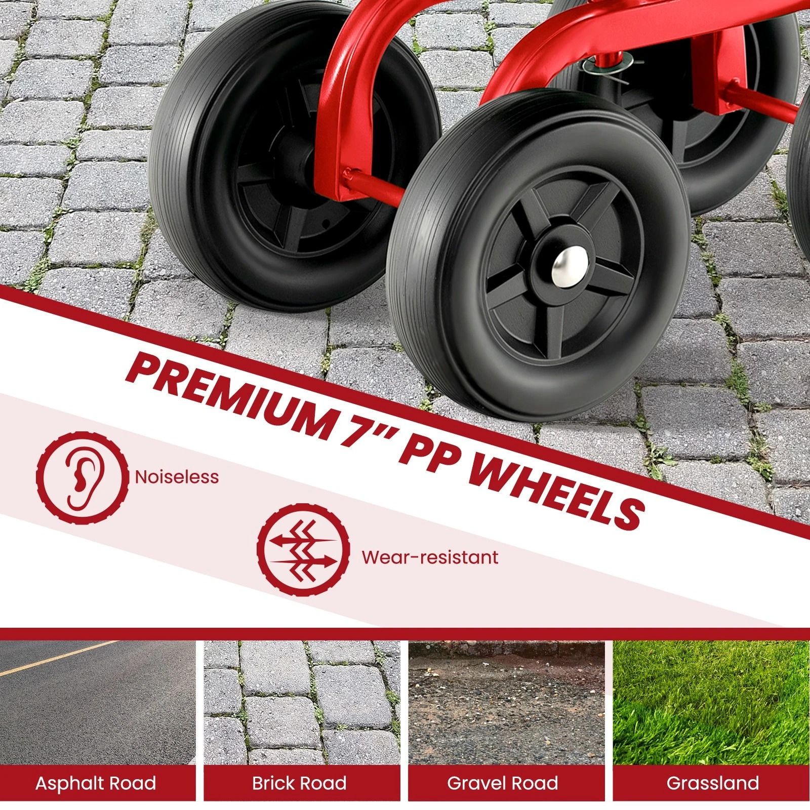 Heavy Duty Rolling Garden Cart with Adjustable Height & 360° Swivel Seat