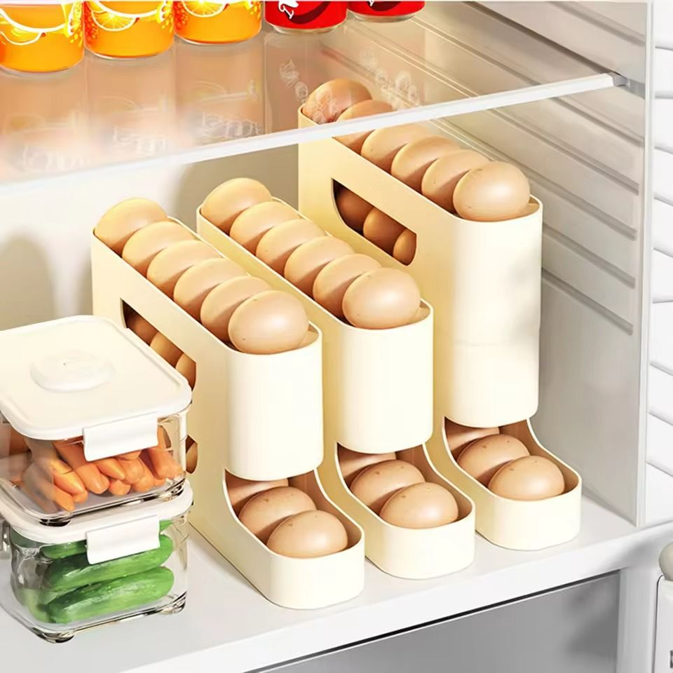 Rolling Egg Storage Holder – Fresh-Keeping Fridge Door Organizer with Slide Dispenser