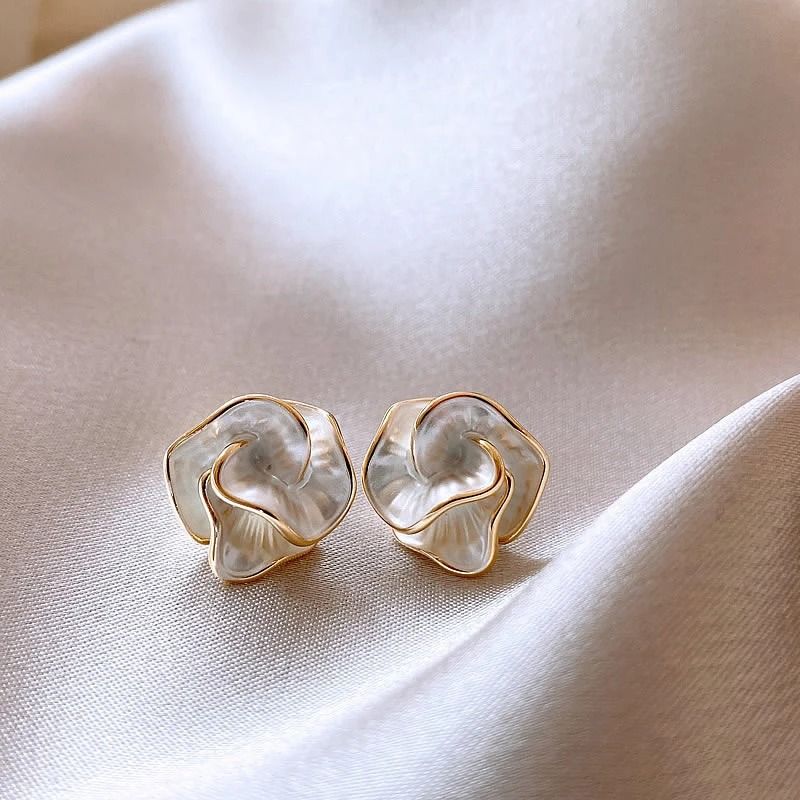 Delicate Camellia Flower Stud Earrings