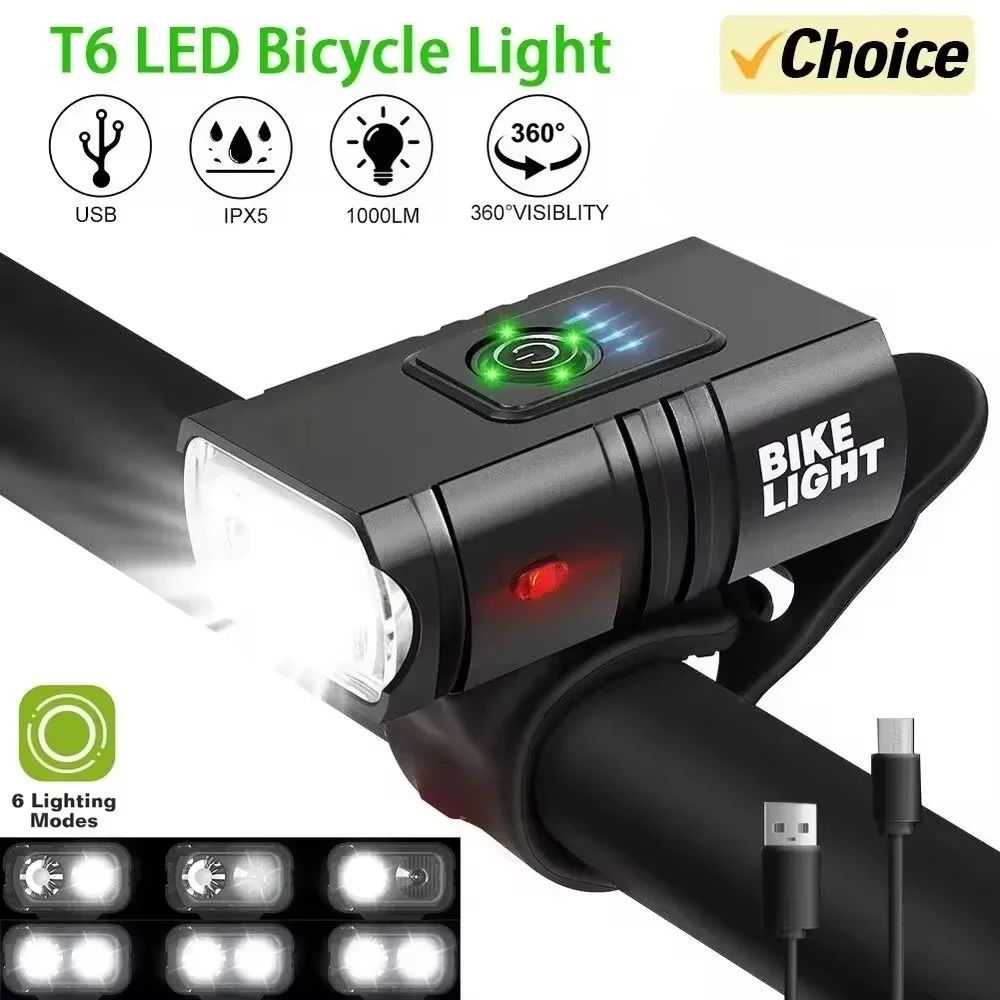 USB Rechargeable Bicycle Front Light with 1000 Lumen LED Headlight