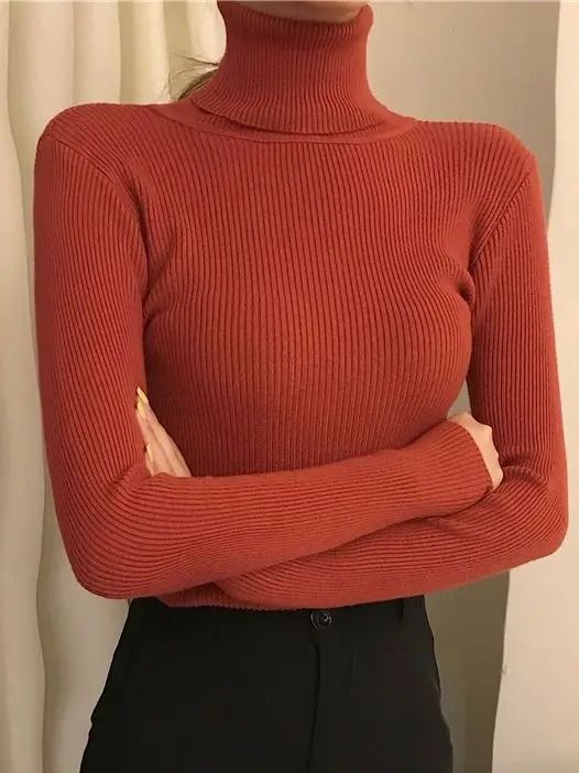 Women Fall Turtleneck Sweater Knitted Soft Pullover Cashmere Jumper