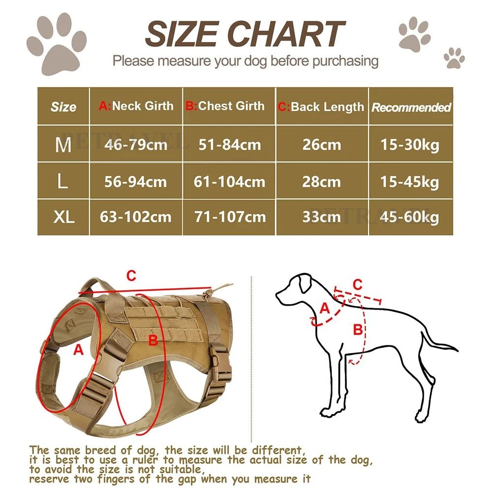 Professional Heavy Duty Tactical Dog Harness with No Pull Design