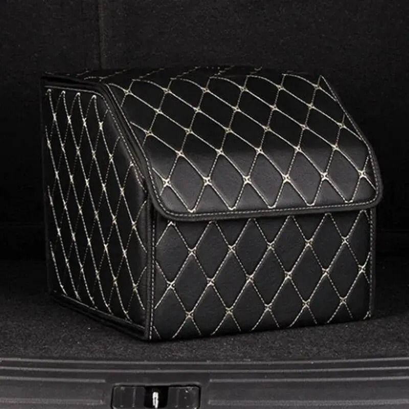 PU Leather Foldable Car Trunk Storage Box 11.81 in for Organized Travel and Daily Use