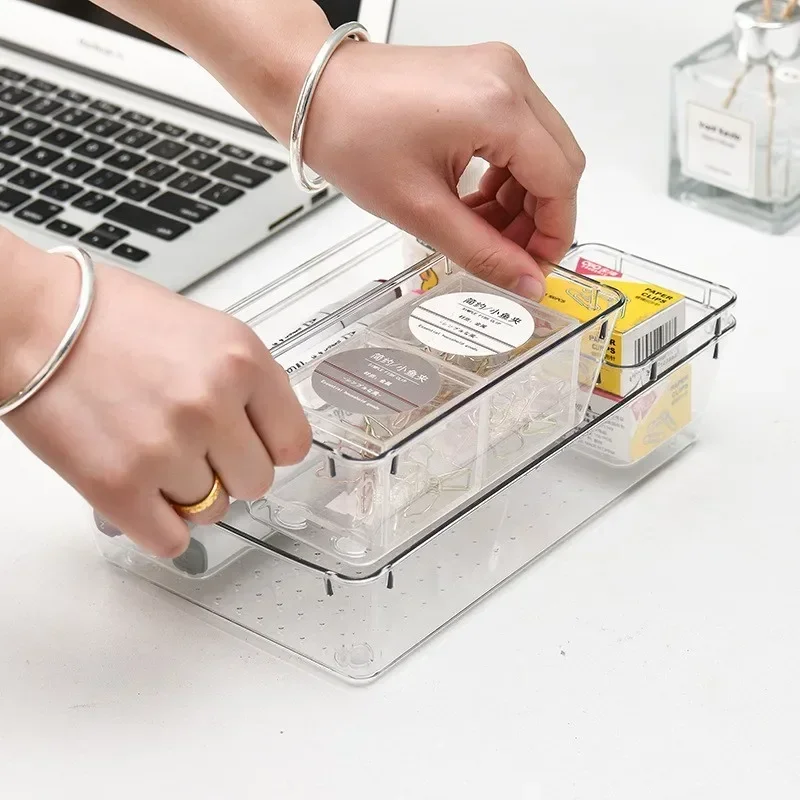 Versatile Drawer Organizer Set, Clear Plastic Trays and Dividers, Makeup, Kitchen Storage, Perfect Organizat