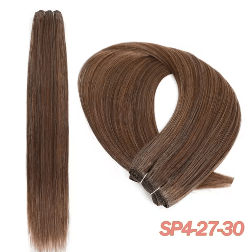 32-Inch Ombre Straight Synthetic Hair Bundle, 200g High-Temperature Fiber (27/613, Brown, Grey, M618)