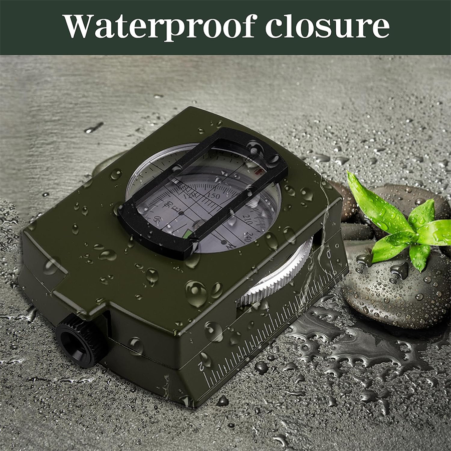 Tactical Survival Compass Waterproof Military Hiking Navigation Tool with Lensatic Sighting