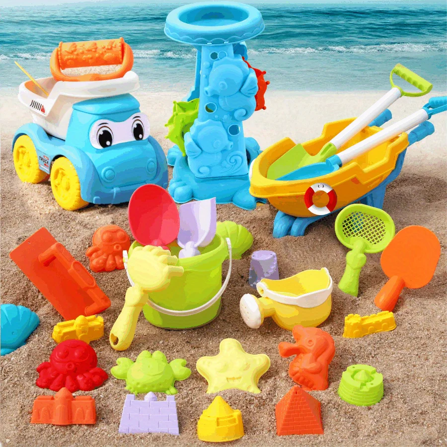 Kids Beach Toy Set with ATV Sand Digging Kit and Bucket Fun Beach Play Set for Toddlers