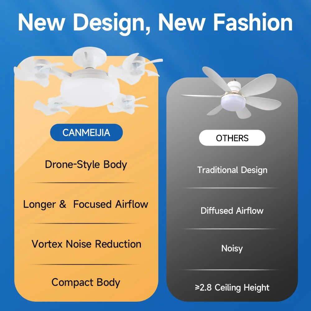Modern LED Ceiling Fan with Remote Control and Adjustable Speed
