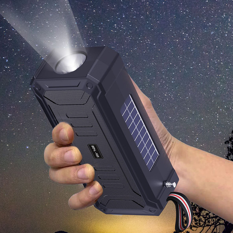 Solar Wireless Bluetooth Speaker with Flashlight Dual Solar Power, Rechargeable MP3 Player & FM Radio