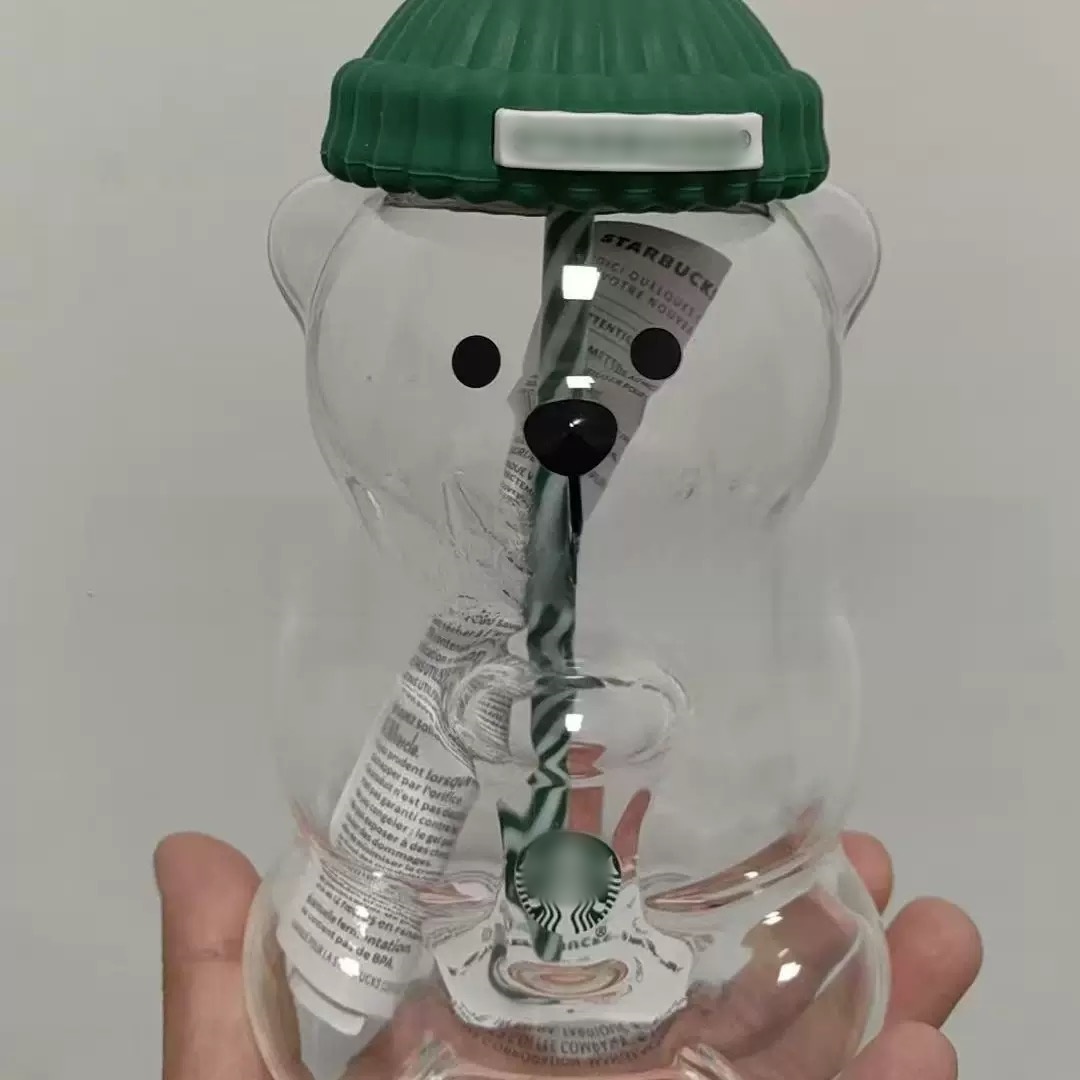 Cute Bear Mug Glass With Straw, Transparent Cartoon Bear Coffee Cup, Creative Milk Water Mug