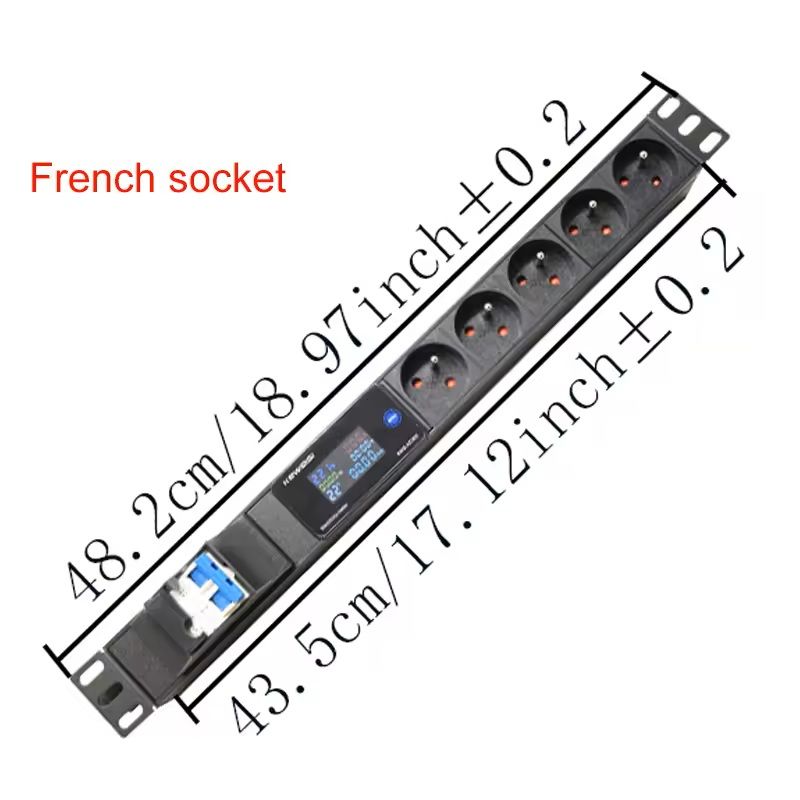 19 Inch Rack Mount PDU Power Strip with Voltmeter Ammeter Wattmeter – EU US UK Plug Options – 16A 32A 4000W 8000W