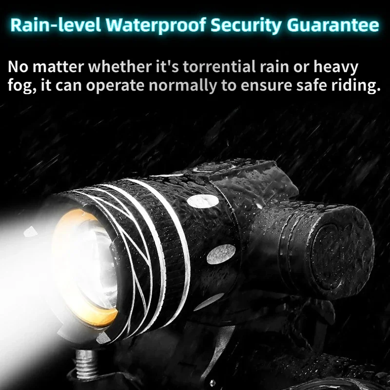 Bike Light Set LED, USB Rechargeable Flashlight, Waterproof Zoomable Headlight