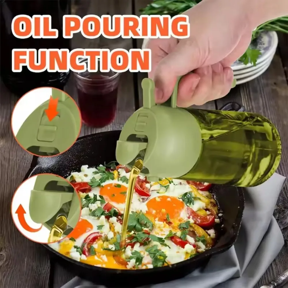 Olive Oil Dispenser Bottle for Kitchen, Light-Blocking Dark Oil Sprayer, Dark Green Glass Oil Bottle