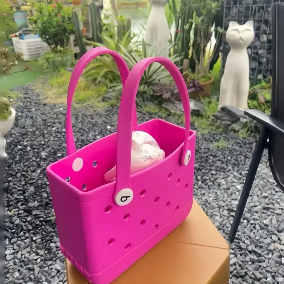 Lightweight Beach Grid Tote Bag