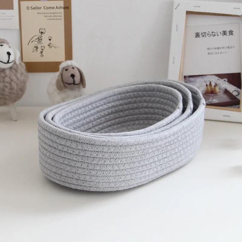 Desktop Sundries Organize Boxs, Nordic Cotton Rope Woven Storage, Key Cosmetics Storage Box Basket