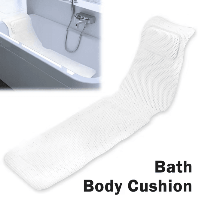 Extra Long Full Body Bath Mat Massage Cushion with Head and Neck Support
