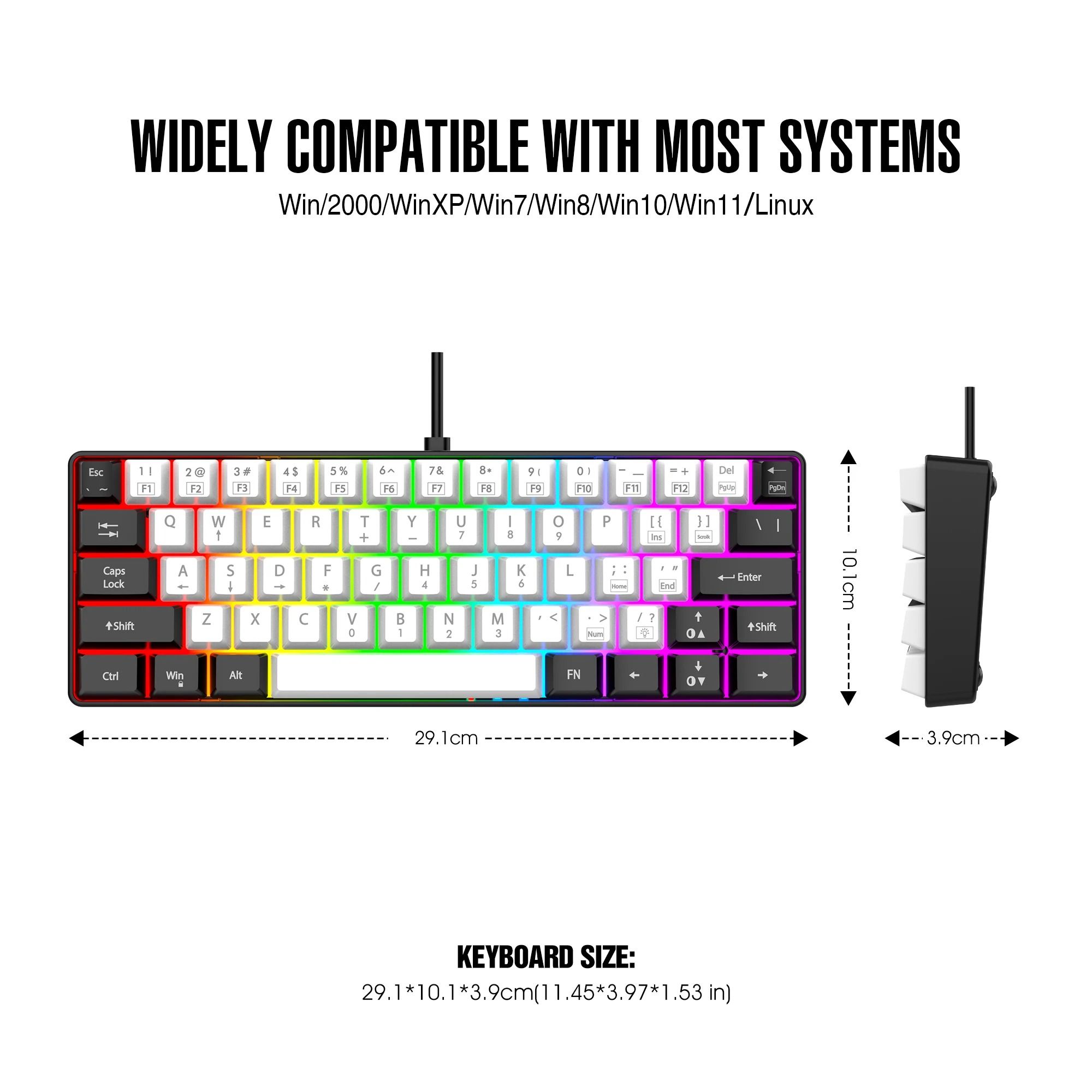 60 Wired RGB Backlit Compact Gaming Keyboard
