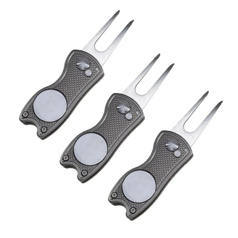 Foldable Golf Divot Repair Tool with Groove Cleaner