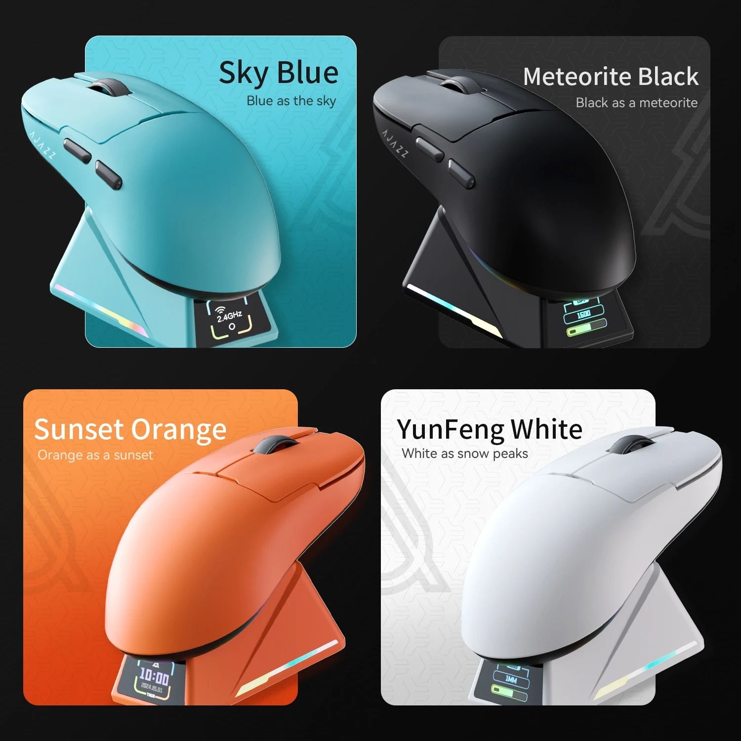 Wireless Gaming Mouse with Tri Mode Connectivity and Color Display