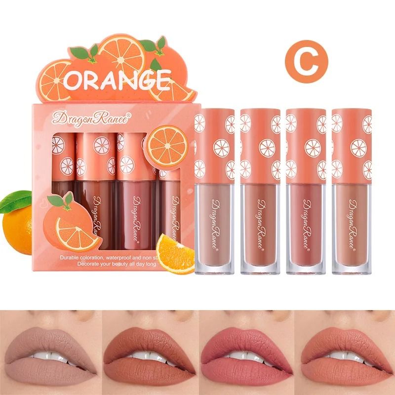 Mini Velvet Matte Lip Gloss Set Long-Lasting Fruit Scented Lip Tint