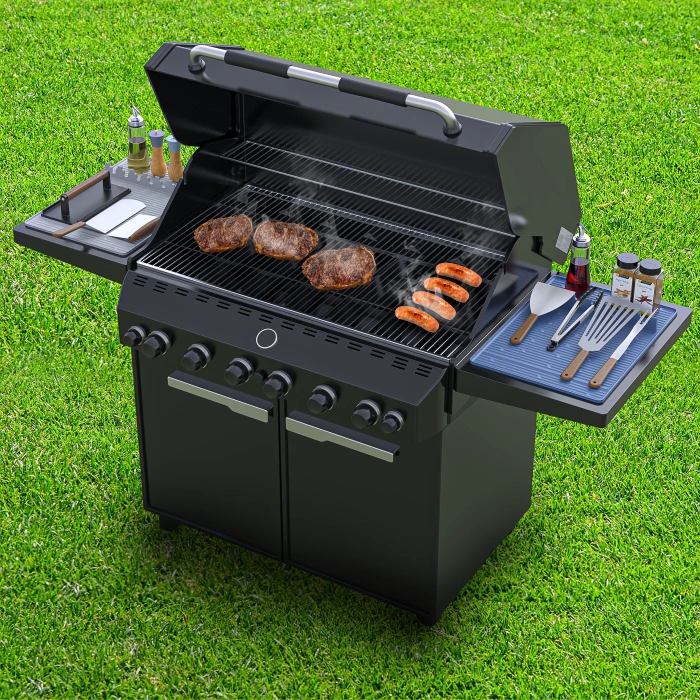 Silicone Grill Mat with Utensil Holder