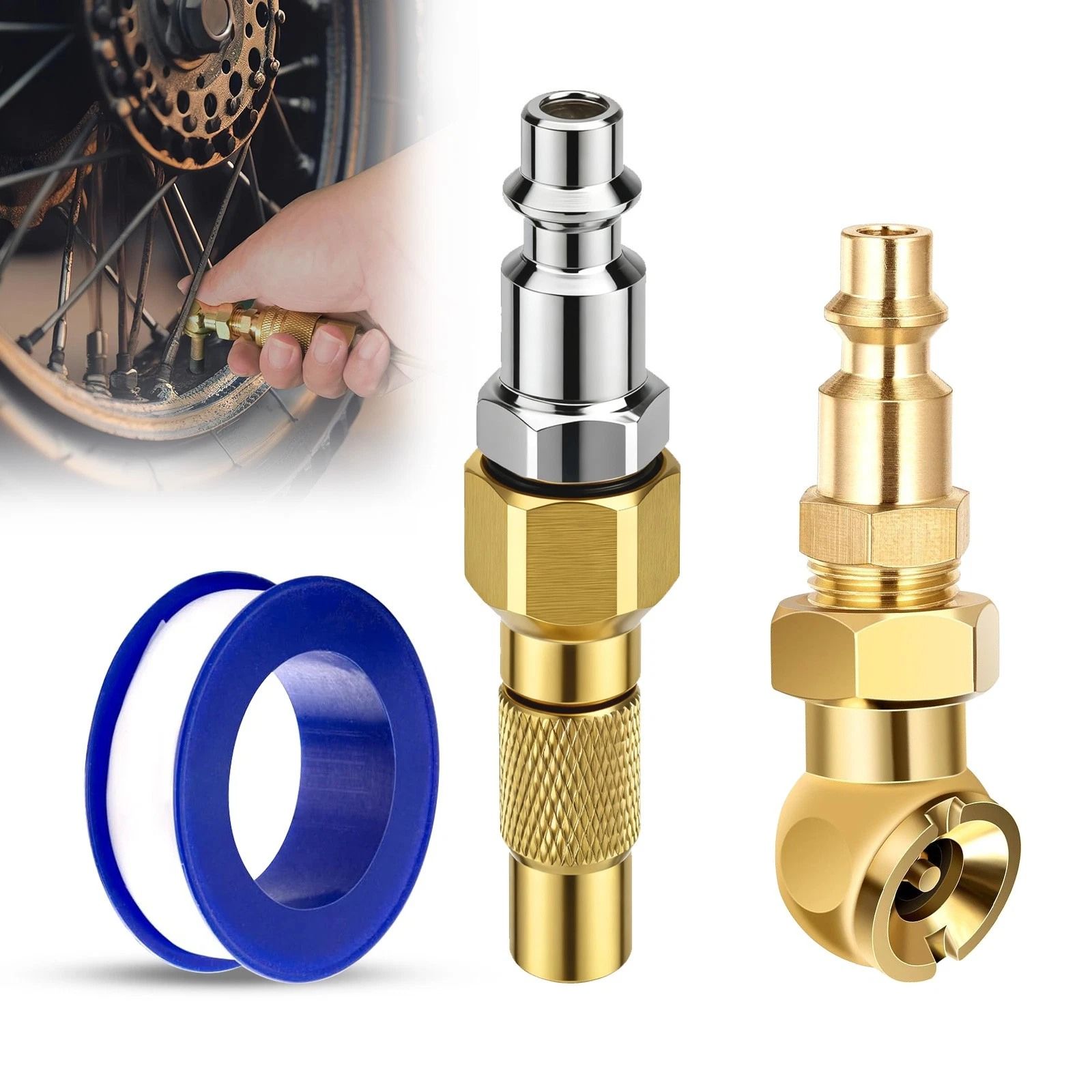 Twist-On Air Chuck Closed Ball, Tire Inflator Nozzle NPT for Air Compressors, Leak Proof Brass Kit