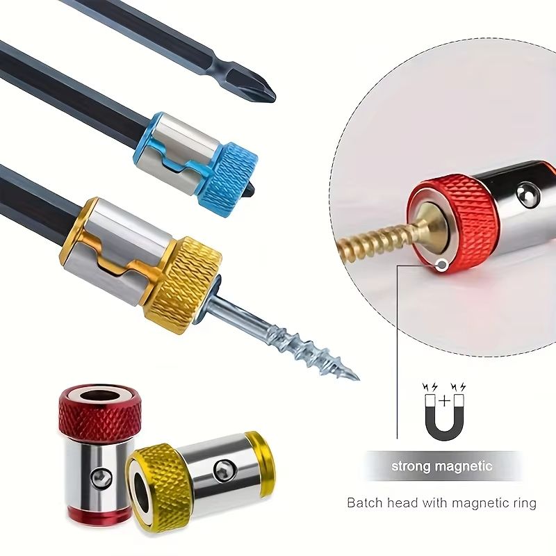 6-Piece Universal Magnetic Screwdriver Bit Set with Magnetized Alloy Rings