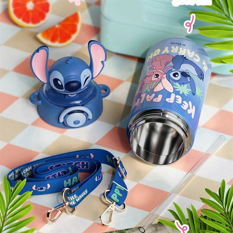 Disney Stitch 600ml Cartoon Thermos Cup – Large Capacity Stainless Steel Insulated Water Bottle