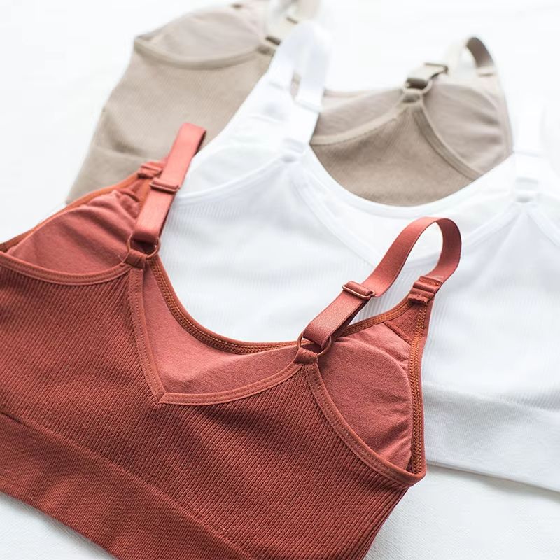 Women's Seamless Cotton Tube Top Sports Bra Crop Top Underwear